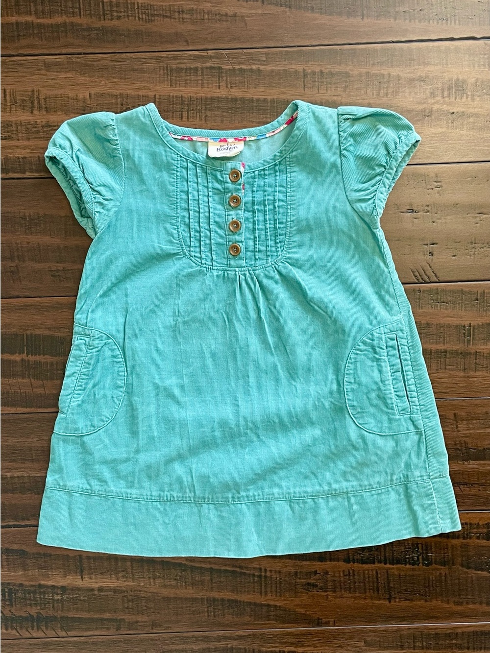 Mini Boden Teal Corduroy Cap Sleeve Dress